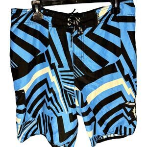 Maui and Sons Mens Multicolor Drawstring with Velcro Swim Trunks Size 34 LARGE